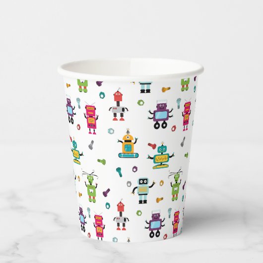 可愛い色数々ののロボット子供ロボット誕生日パーティー 紙コップ (左)