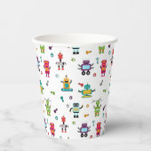 可愛い色数々ののロボット子供ロボット誕生日パーティー 紙コップ (正面)