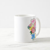 可愛い花とアヒルの赤ちゃん ママへのギフト コーヒーマグカップ (正面右)