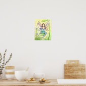 可愛い花の妖精ファンタジーアート ポスター (キッチン)