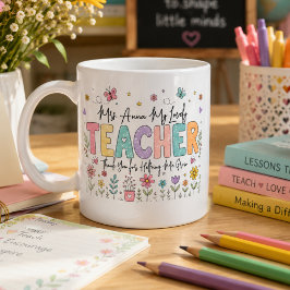 可愛い花の「育ててくれてありがとう」 コーヒーマグカップ