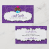 可愛い花柄かわいらしのカップケーキ紫 名刺 (正面/裏面)