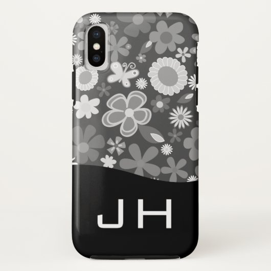 可愛い花柄のイニシャル２文字モノグラム Case-Mate iPhoneケース (裏面)