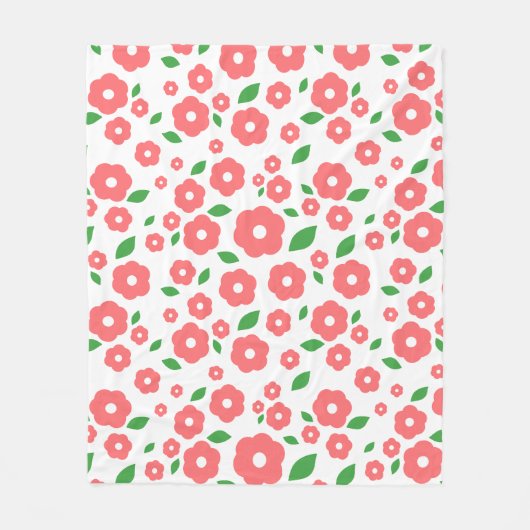 可愛い花柄の柔らかい居心地の良い毛布 フリースブランケット (正面)