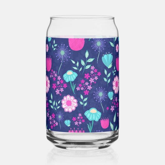 可愛い花柄の背景 ガラス缶 (裏面)