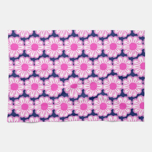 可愛い花柄の背景 キッチンタオル (横)