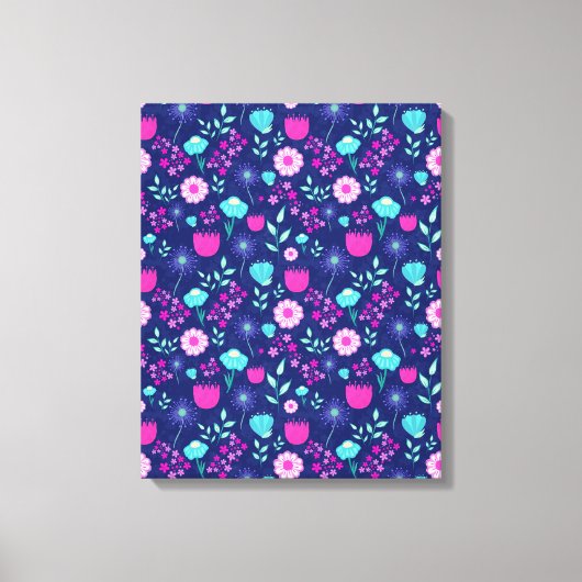 可愛い花柄の背景 キャンバスプリント (正面)