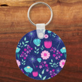 可愛い花柄の背景 キーホルダー (裏面)