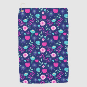 可愛い花柄の背景 ゴルフタオル