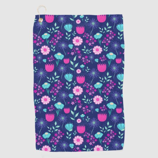 可愛い花柄の背景 ゴルフタオル (正面)