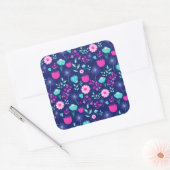 可愛い花柄の背景 スクエアシール (封筒)