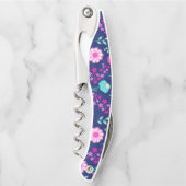 可愛い花柄の背景 ソムリエナイフ (正面)