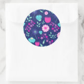 可愛い花柄の背景 ラウンドシール (バッグ)