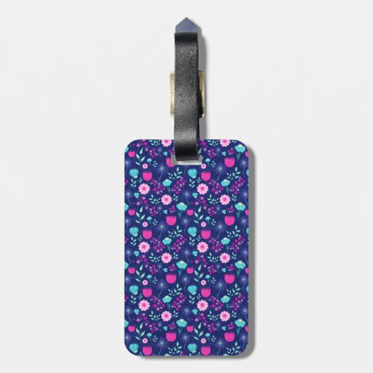 可愛い花柄の背景 ラゲッジタグ (裏面縦)