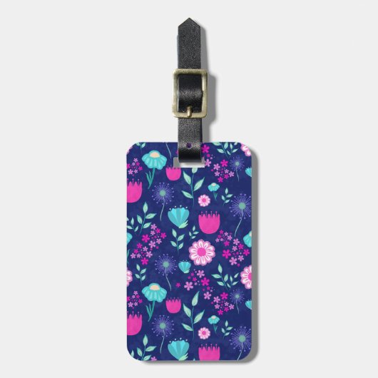 可愛い花柄の背景 ラゲッジタグ (正面縦)