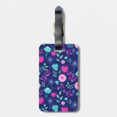 可愛い花柄の背景 ラゲッジタグ (裏面縦)