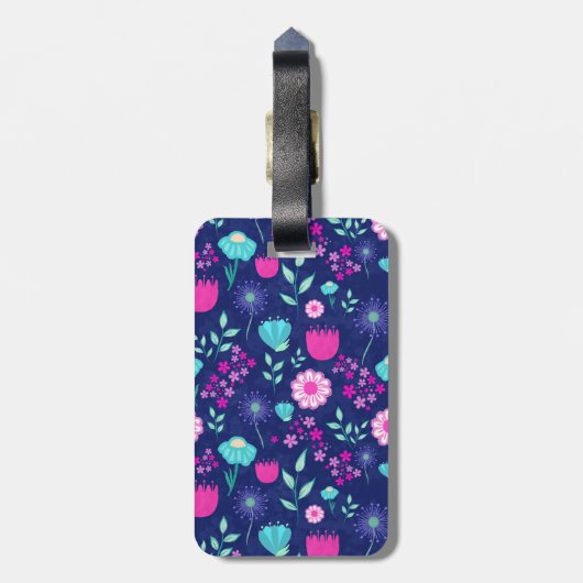 可愛い花柄の背景 ラゲッジタグ (裏面縦)