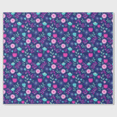 可愛い花柄の背景 ラッピングペーパー (フラット)