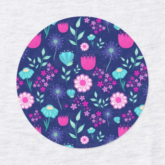 可愛い花柄の背景 ラベル (デザイン1)