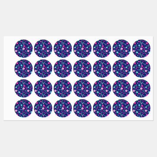 可愛い花柄の背景 ラベル (シート)