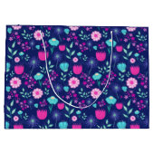 可愛い花柄の背景 ラージペーパーバッグ (裏面)