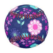 可愛い花柄の背景 野球ボール (裏面)