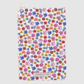 可愛い花柄カラフルカスタムゴルフタオル ゴルフタオル (正面)