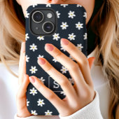 可愛い花柄ネイビーグラスリリーパターンモノグラム Case-Mate iPhoneケース