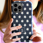 可愛い花柄ネイビーグラスリリーパターンモノグラム Case-Mate iPhoneケース