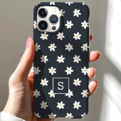 可愛い花柄ネイビーグラスリリーパターンモノグラム Case-Mate iPhoneケース