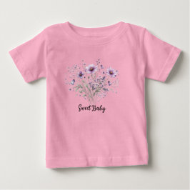 可愛い花柄ベビーTシャツ ベビーTシャツ