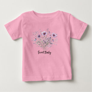 可愛い花柄ベビーTシャツ ベビーTシャツ