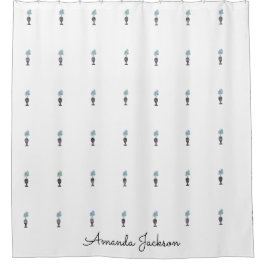 可愛い花柄ホワイト シャワーカーテン