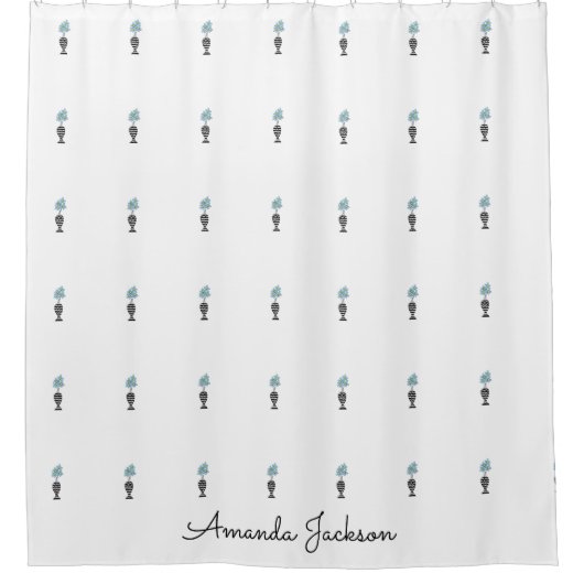 可愛い花柄ホワイト シャワーカーテン (正面)