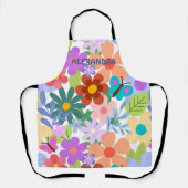 可愛い花柄 エプロン (正面)