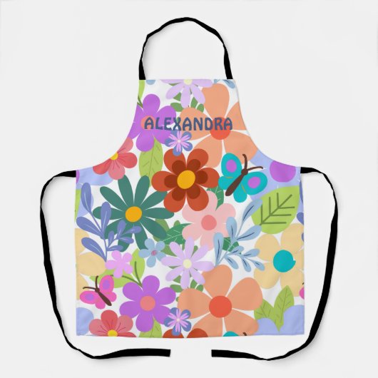 可愛い花柄 エプロン (正面)