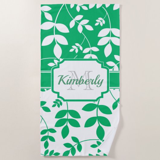 可愛い花柄 ビーチタオル (正面)