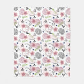 可愛い花柄 フリースブランケット (正面)