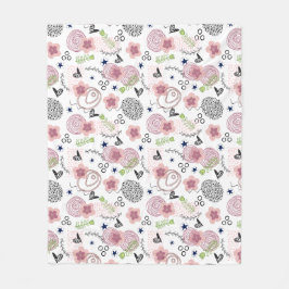 可愛い花柄 フリースブランケット