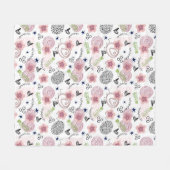 可愛い花柄 フリースブランケット (正面(横))