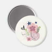 可愛い花柄 マグネット (正面/裏面)