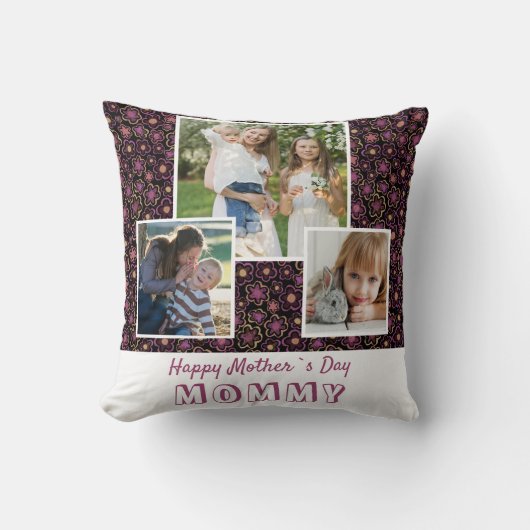 可愛い花母の日の形見3写真 クッション (正面)