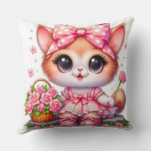 可愛い花猫キッズ – 子供部屋&チルドレン クッション (裏面)