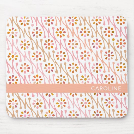 可愛い花自然柄ボホパーソナライズされた マウスパッド (正面)