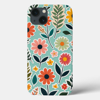 可愛い花芸術シール柄春野花 iPhone 13ケース