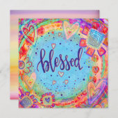 可愛い花賛美ハートおもしろいお洒落 サンキューカード (正面/裏面)