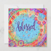 可愛い花賛美ハートおもしろいお洒落 サンキューカード (正面)