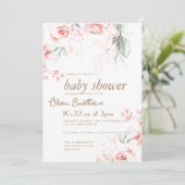 可愛い花赤ちゃんシャワーパーティーモダン赤ちゃんシャワー 招待状 (スタンド正面)