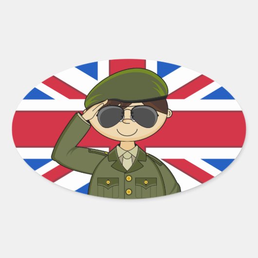 可愛い英国陸軍兵士シール 楕円形シール (正面)