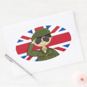 可愛い英国陸軍兵士シール 楕円形シール (封筒)